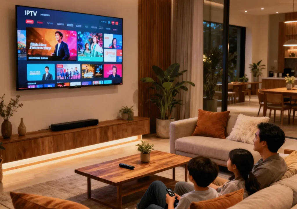 Family watching Shack TV on smart TV