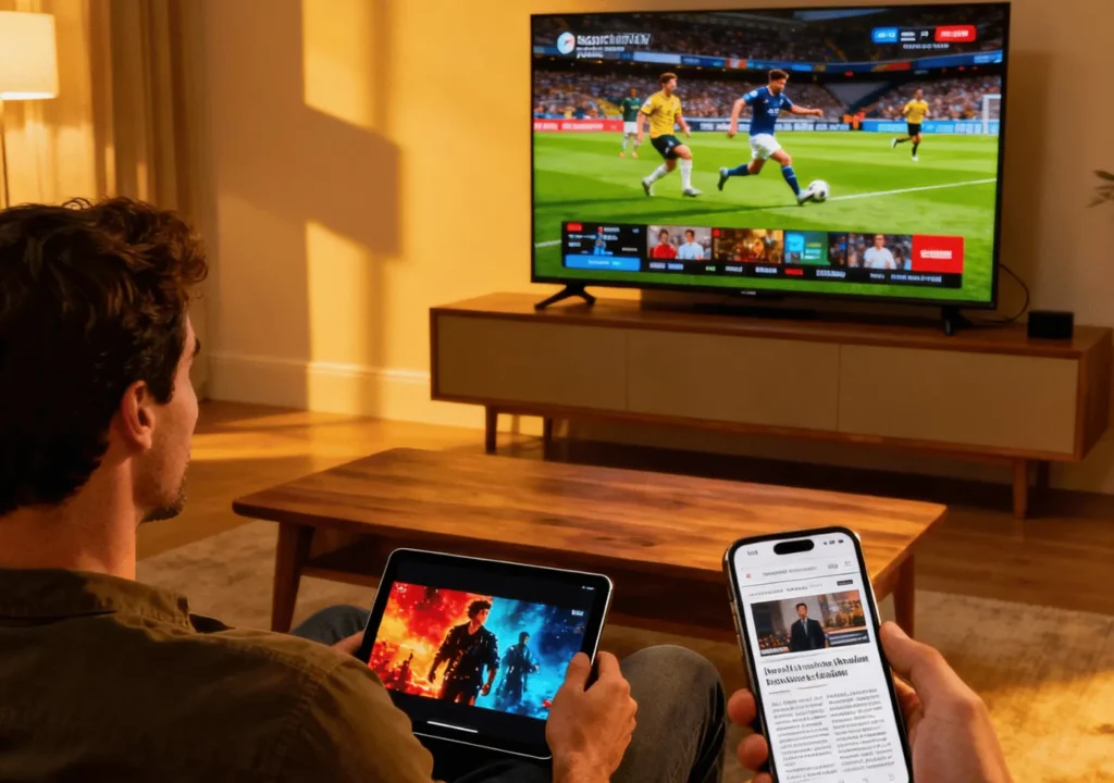 Man streaming Shack TV on multiple devices